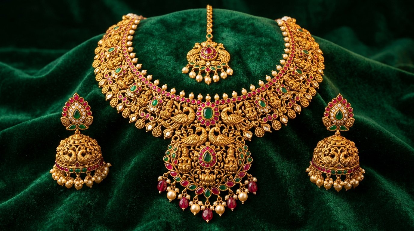 Best Fashion Jewellery in Thiruvallur - Nivora Jewels Bridal Matte Temple Choker Collection